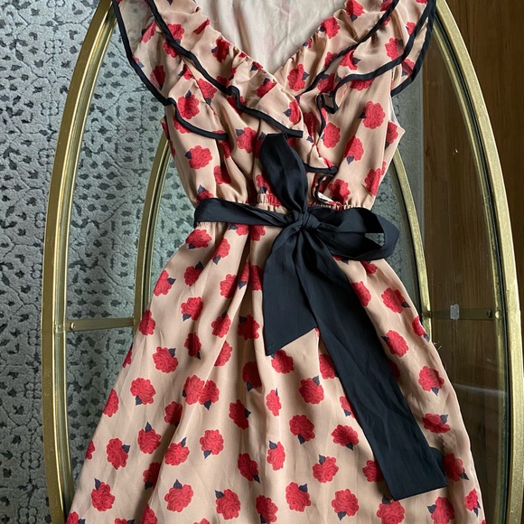 Spring Floral Dress with Ruffles and a Wrap Waist - Picture 2 of 6